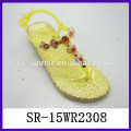 New design fashion jelly t strap jelly sandals with rhinestones sandals jelly sandals